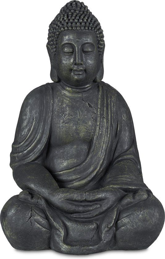 Relaxdays Boeddha beeld - 70 cm - antraciet
