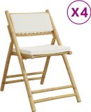 vidaXL Bistrostoelen 2 stuks inklapbaar met kussens bamboe crèmewit