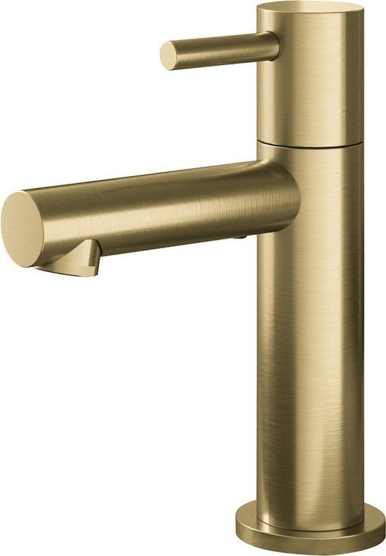 hotbath Cobber fonteinkraan L-uitloop opbouw geborsteld messing PVD E001BBP
