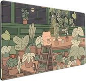 Leuke Kawaii beer bureaumat bureaubescherming Kawai toetsenbord mat esthetisch bruin groen grote XXL muismat woondecoratie voor vrouwen meisjes