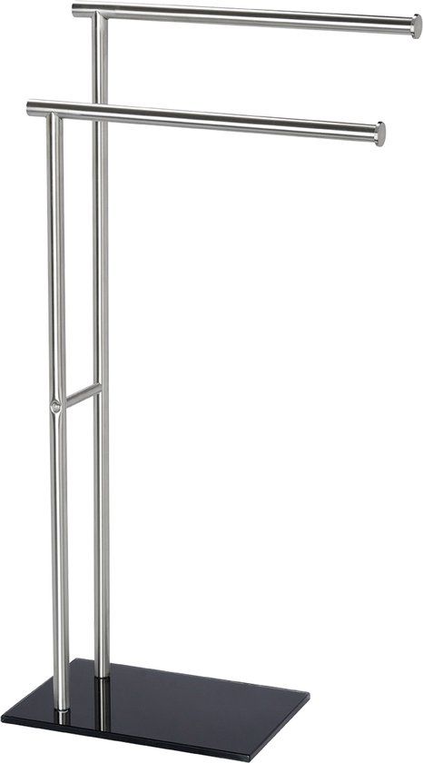 WENKO Lima Handdoekhouder - RVS - Zwart - 2 Handdoeken - Vrijstaand