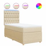 VidaXL Boxspringbed met matras, stof, crèmekleurig, 120x190 cm