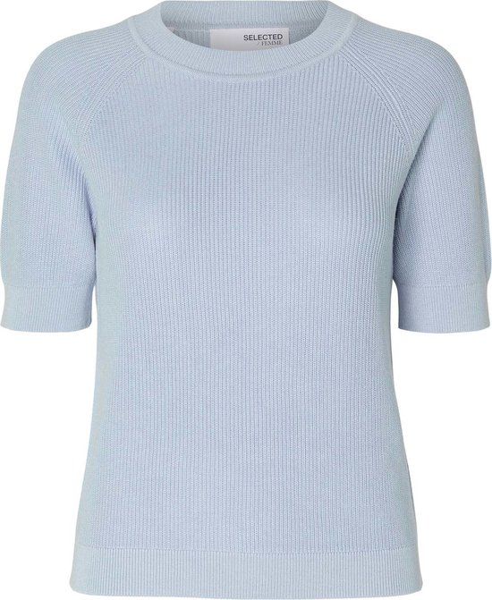 Selected Femme Elinna Gebreide Top - Blauw - Dames - Maat M - Lente/Zomer 2024