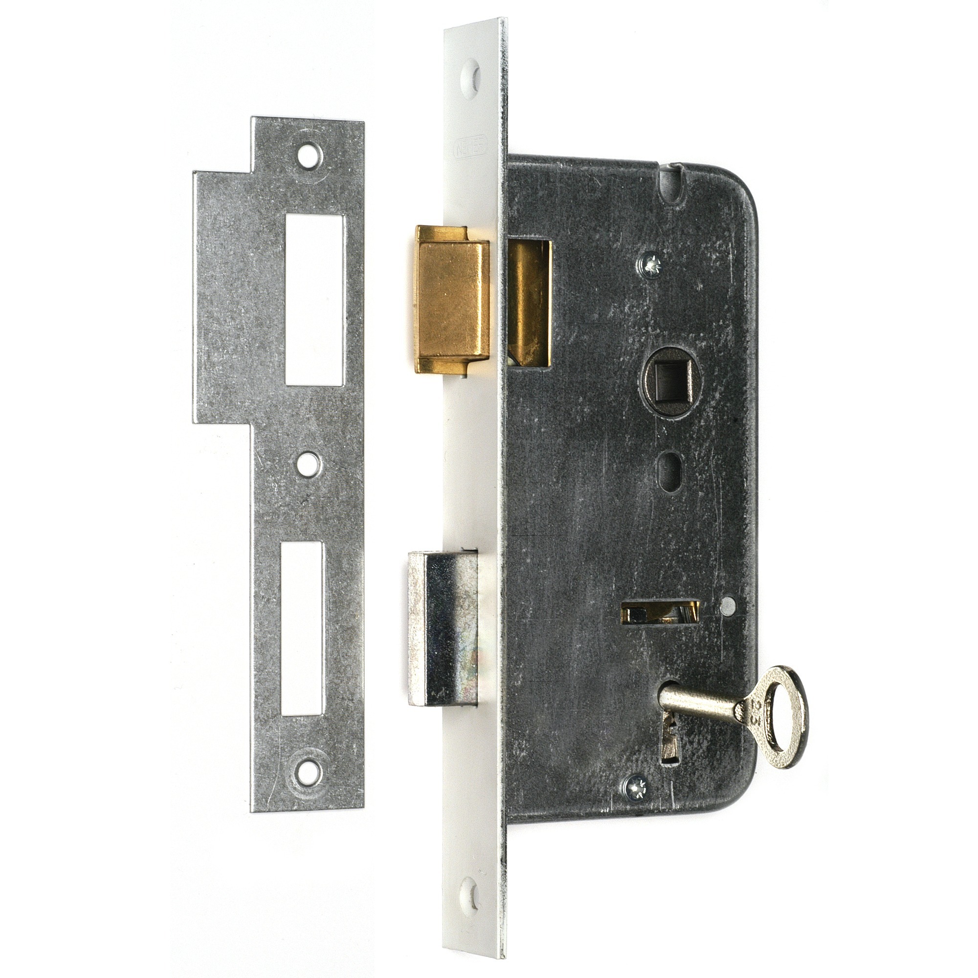 Nemef deurslot 66/2 links - Doornmaat 50mm - Met sluitplaat - Met 2 sleutels - Met bevestigingsmateriaal - In zichtverpakking