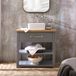 Hudson Reed meuble lavabo 84cm gris clair avec lavabo à poser carré | poignée chromée classique | Startford