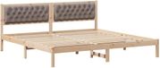 vidaXL Bedframe met hoofdeinde Taupe 200 x 200 cm Massief grenenhout