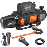 VEVOR Elektrische lier, 6100 kg, 12 V DC vrachtwagenlier met Φ 9,5 mm x 28 m synthetisch touw, draadloze en bekabelde afstandsbediening, IP67 voor het slepen van SUV's, jeeps, aanhangwagens en boten