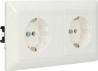JUNG dubbel stopcontact met randaarde en complete behuizing voor wandgoot - AS range alpin wit (AS1522BFWW)