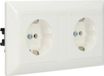 JUNG dubbel stopcontact met randaarde en complete behuizing voor wandgoot - AS range alpin wit (AS1522BFWW)