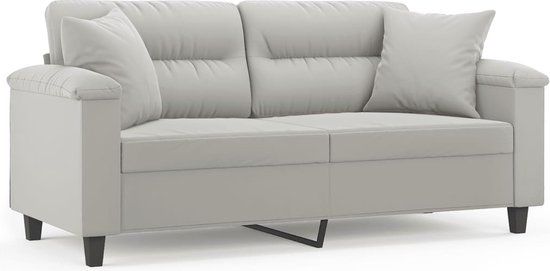 vidaXL Tweezitsbank met kussens 140 cm microvezelstof lichtgrijs