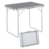 WOLTU Campingtafel CPT8135gr, plooitafel van aluminium en mdf, picknicktafel, opvouwbare tuintafel, serveertafel, bijzettafeltje, draagbaar, voor strand, balkon, 70 x 60 x 50 cm, grijs