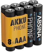 ABSINA Batterij AAA voor telefoon 800 mAh - 8X NiMH oplaadbare Micro AAA batterij met 1,2V - AAA batterijen voor DECT telefoon draadloos, draadloze telefoon, huistelefoon - batterijen AAA