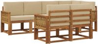 vidaXL - Hoek loungeset - Polyester - Natuurlijk en beige