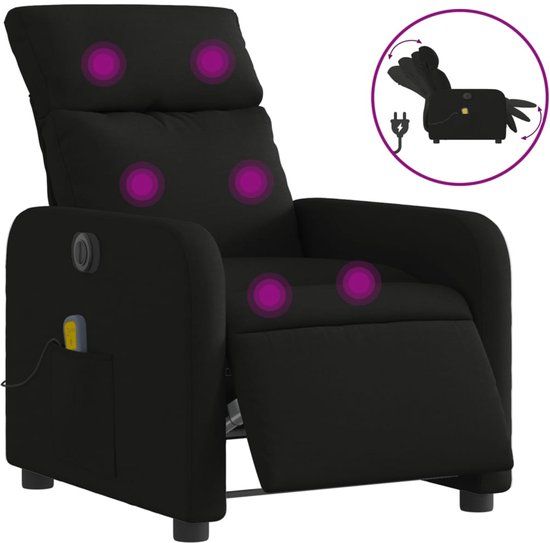 vidaXL Massagestoel elektrisch verstelbaar stof zwart