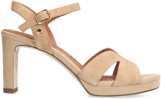 No Stress - Dames - Beige suède sandalen met hak - Maat 38