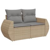 vidaXL 6-delige Loungeset met kussens, polyrattan, beige