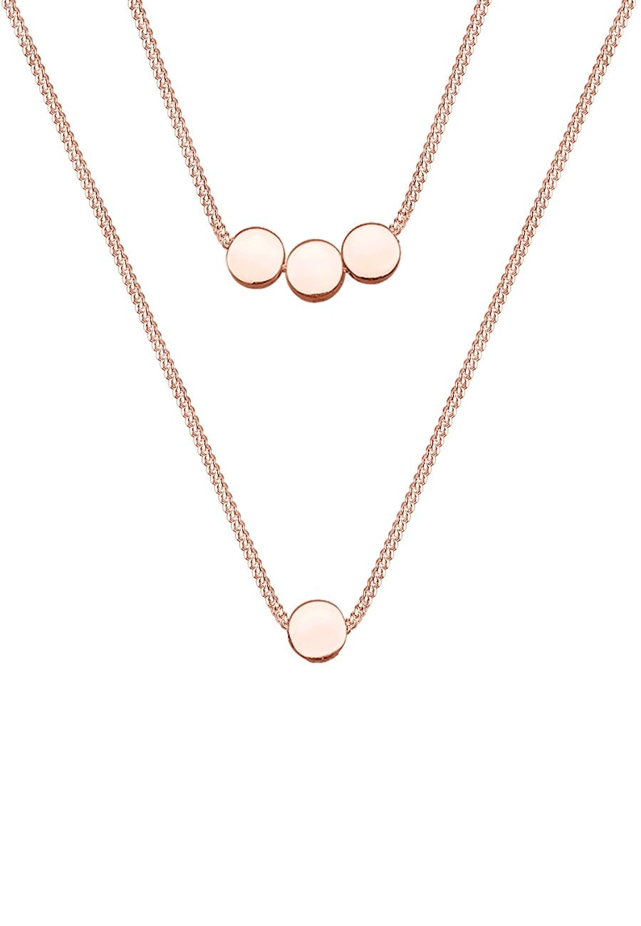 Elli Elli Halsketting Circle Geo Layer Geo 925 Zilver Rosegoud Dames