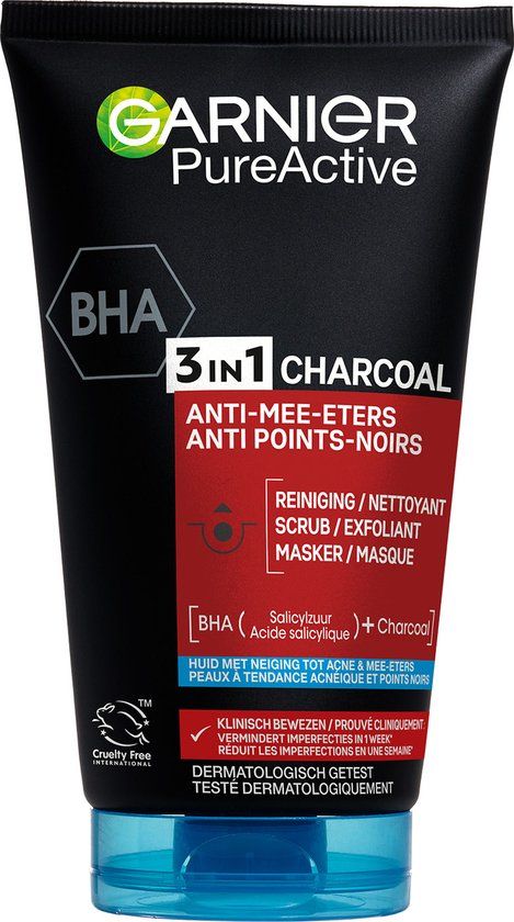 Garnier Pure Active 3in1 Gezichtsreiniger met Charcoal - 150ml