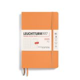 LEUCHTTURM1917 370805 maandplanner & notitieboek 2025, paperback B6+ softcover - 16 maanden, gelinieerd - abrikoos, Engels