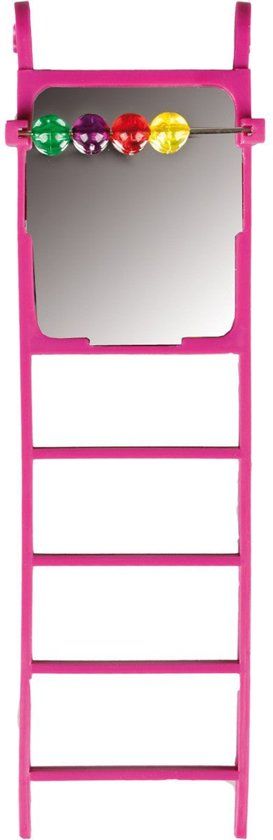 FLAMINGO - Parkiet accessoire Ladder met spiegel en kralen