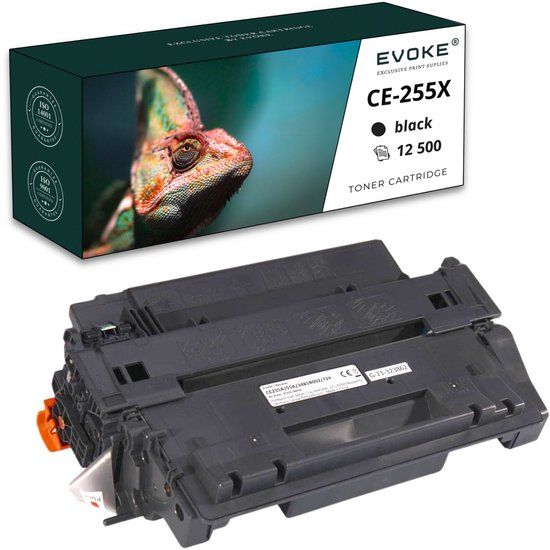 Evoke HP CE-255X Zwarte Printercartridge, 12500 Pagina's, CE255X 55X