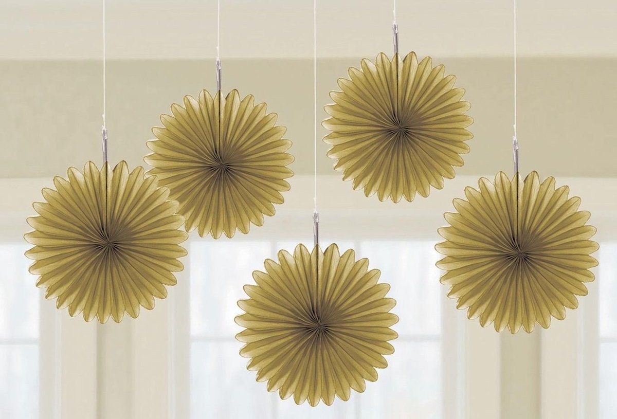 Amscan Waaiers Mini Goud - 5 stuks