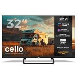 Cello CTRAV-32TZ Smart frameloze led-tv, 12 V, met Tizen OS van Samsung, Gaming Hub, Pitch Perfect luidspreker, HDMI, Bluetooth, triple-tuner