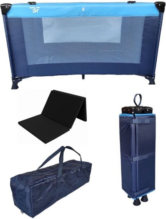 Bebies First Campingbedje / Reisbed set Inclusief Matras – 120 x 60 cm - Navy