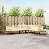 vidaXL Acacia Hout Buiten Bank Set 6-delig Natuurlijk en Crème