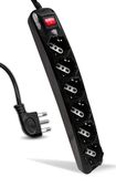 V-TAC Elektrisch meervoudig stopcontact, zwart, 6 stopcontacten met schakelaar en 1,5 meter kabel