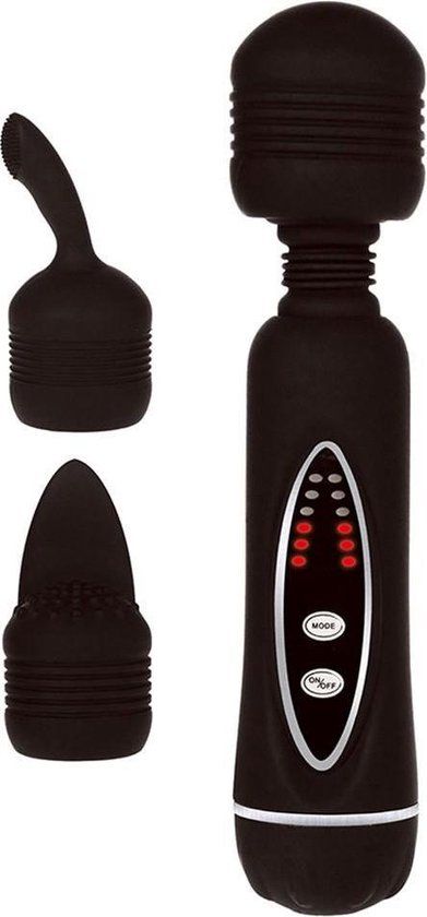 PRETTY LOVE POWER Wand Vibrator met 2 verwisselbare koppen - zwart