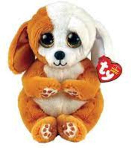 TY - Beanie Baby Bruin met Witte Hond Ruggles - 15 CM