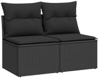 vidaXL 2-delige Loungeset met kussens, polyrattan, acacia, zwart