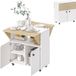 Homcom Table à manger pliable Panneau de particules, acier 70L x 83l x 75H cm Blanc + Bois naturel