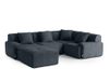 MILYsofa Canapé modulable, 4 places avec méridienne, tissu chenille, housses de coussin amovibles (bleu/gris, 4 places avec méridienne)