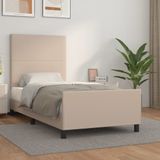 VidaXL Bedframe met hoofdbord, kunstleer, cappuccinokleurig, 100x200 cm
