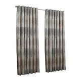 Riva Paoletti Oakdale Ringtop Ooggordijnen (paar) - Zilver en Beige - Eiken Boom Motief Ontwerp - Klaar Gemaakt - 100% Polyester - 229cm breedte x 137cm druppel (90" x 54" inch) - Ontworpen in het Verenigd Koninkrijk