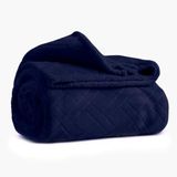 Karaca Elanor Flanel reliëf Wellsoft dubbele deken, marineblauw - 200 x 220 cm