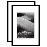 Americanflat 30x45 cm Fotolijst met Schokbestendig Glas - Zwart - Set van 2