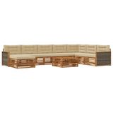 vidaXL - Buiten - bank - set - 9 - st - Natuurlijk - en - Beige - Massief - Acacia - Hout