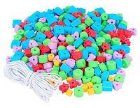 Rubberen parels van EVA-rubber, gemengde vormen en kleuren, dikte 8 mm, 500 stuks en koord, 3 m. tas