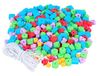 Rubberen parels van EVA-rubber, gemengde vormen en kleuren, dikte 8 mm, 500 stuks en koord, 3 m. tas