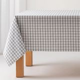 GAMUSI - Vlekbestendig Tafelkleed Katoen Polyester Vichy Ruit - 140 x 140 cm - Lichtgrijs