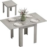 Homcom Uitschuifbare Eettafel - Spaanplaat - 140x80x77,5cm - Grijs