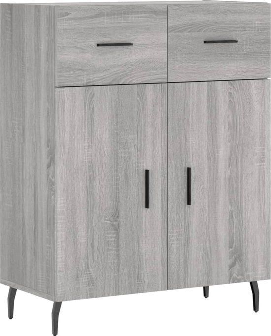 vidaXL Dressoir 69,5x34x90 cm bewerkt hout grijs sonoma eikenkleurig