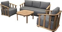 AVH-Collectie Milano stoel bank loungeset 4-delig teakhout bruin/terre