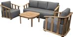 AVH-Collectie Milano stoel bank loungeset 4-delig teakhout bruin/terre