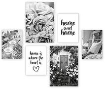 Kreative Feder Posterset | Home Sweet Home | 6 schilderijen decoratie woonkamer modern slaapkamerbeeld voor jouw muur – optioneel met lijst – 2 x DIN A3 & 4 x DIN A4 – ca. 30x40 & 20x30 Zonder lijst