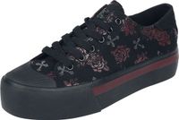 Rock Rebel by EMP Zwarte plateausneakers met kruis en rozen print - Dames - EU40
