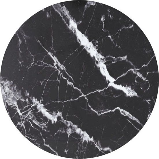 vidaXL Tafelblad - Ø30x0,8 cm - Gehard Glas - Marmerontwerp - Zwart